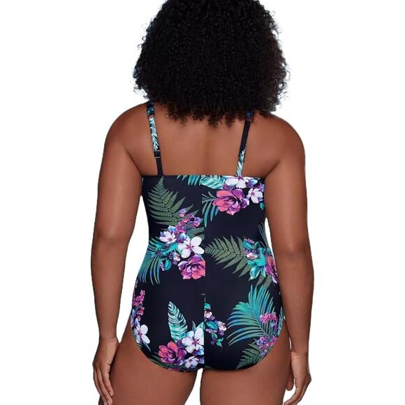 AQUA GREEN NWT One Piece Swimsuit, Floral Medium - Picture 4 of 12